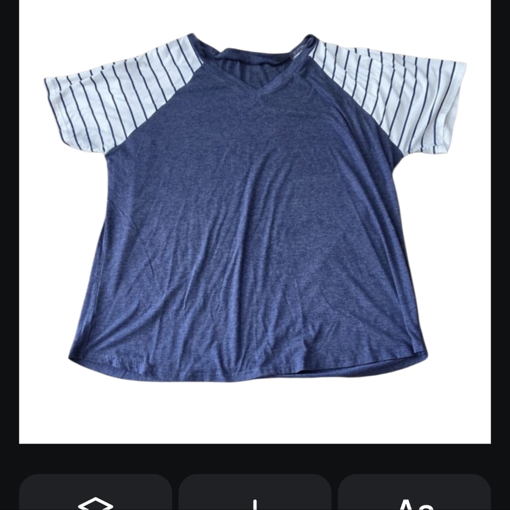 Blue and White Striped Women's Tee. 2xl